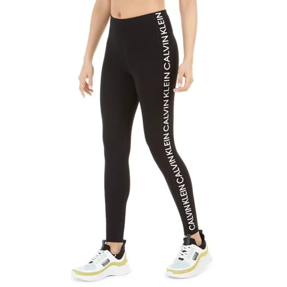 Calvin Klein Performance Women's Logo High-Waist Leggings Black Pull On NWT XL - Picture 1 of 11